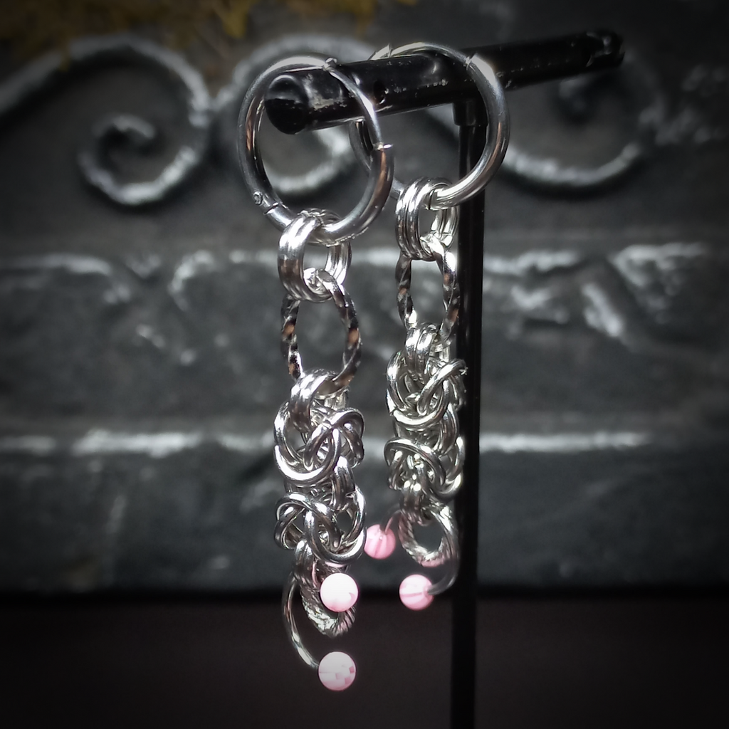 Pink Byzantine Earrings – Unique Piece