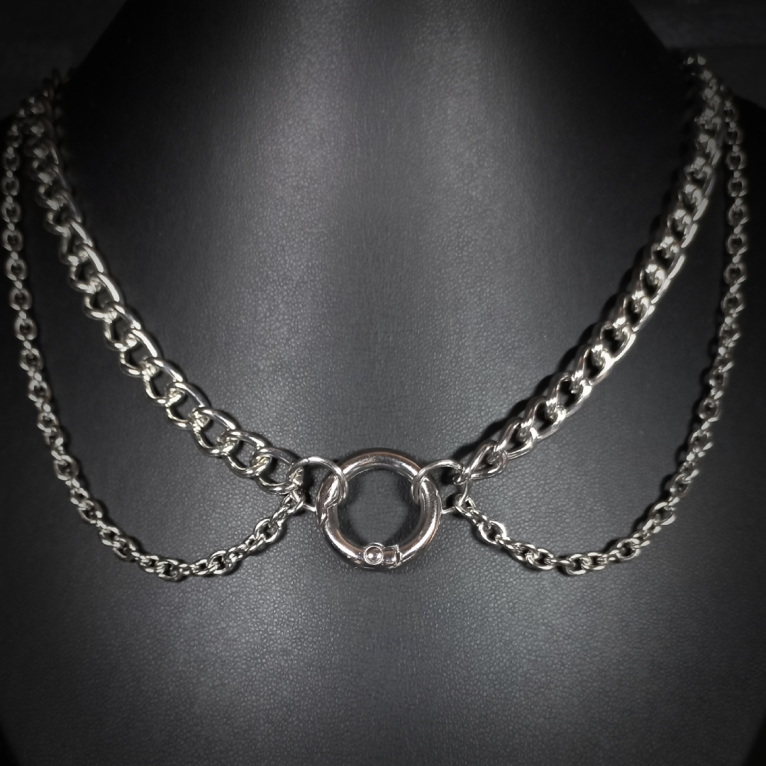 Collier Double Chaîne – Anneau Ouvrant