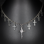 Collier Chaîne Multi-Croix – Pendentif Central