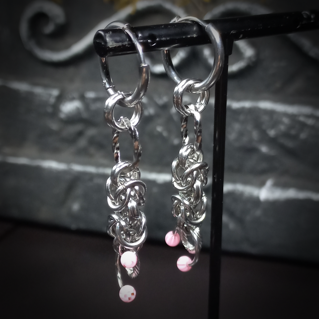Pink Byzantine Earrings – Unique Piece