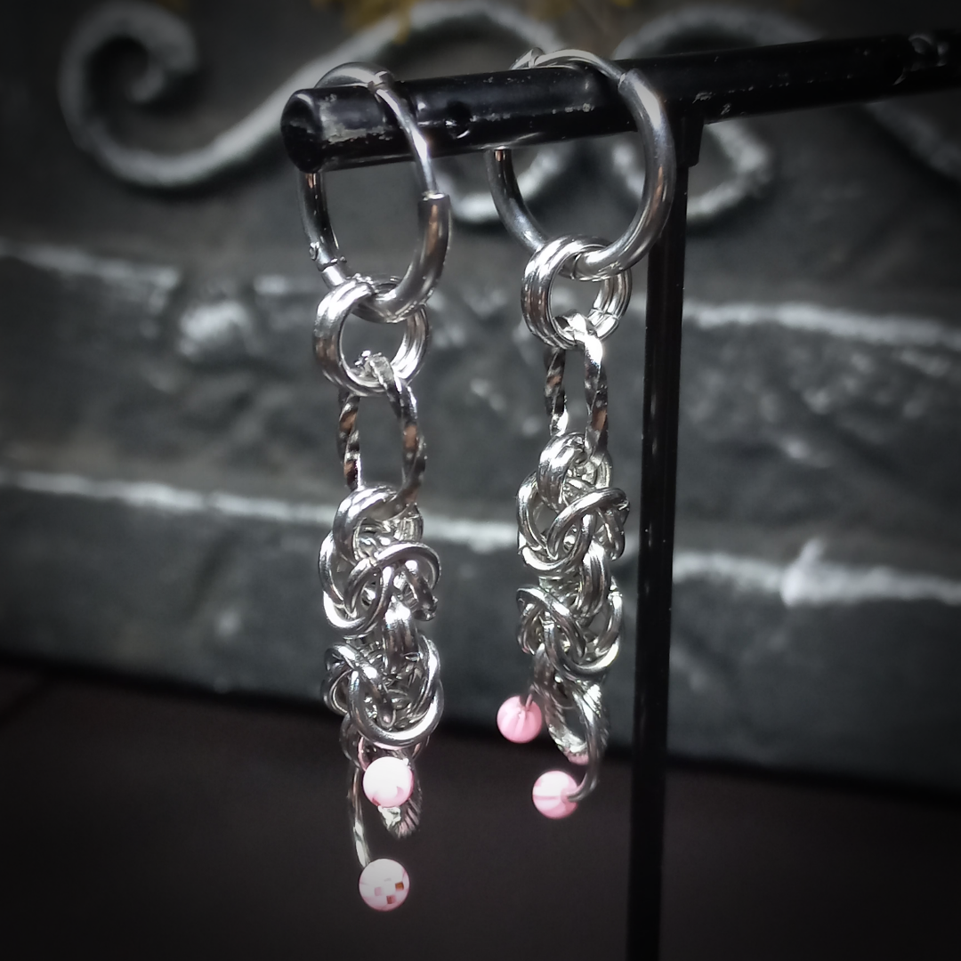 Boucles d’Oreilles Pink Byzantine – Pièce Unique