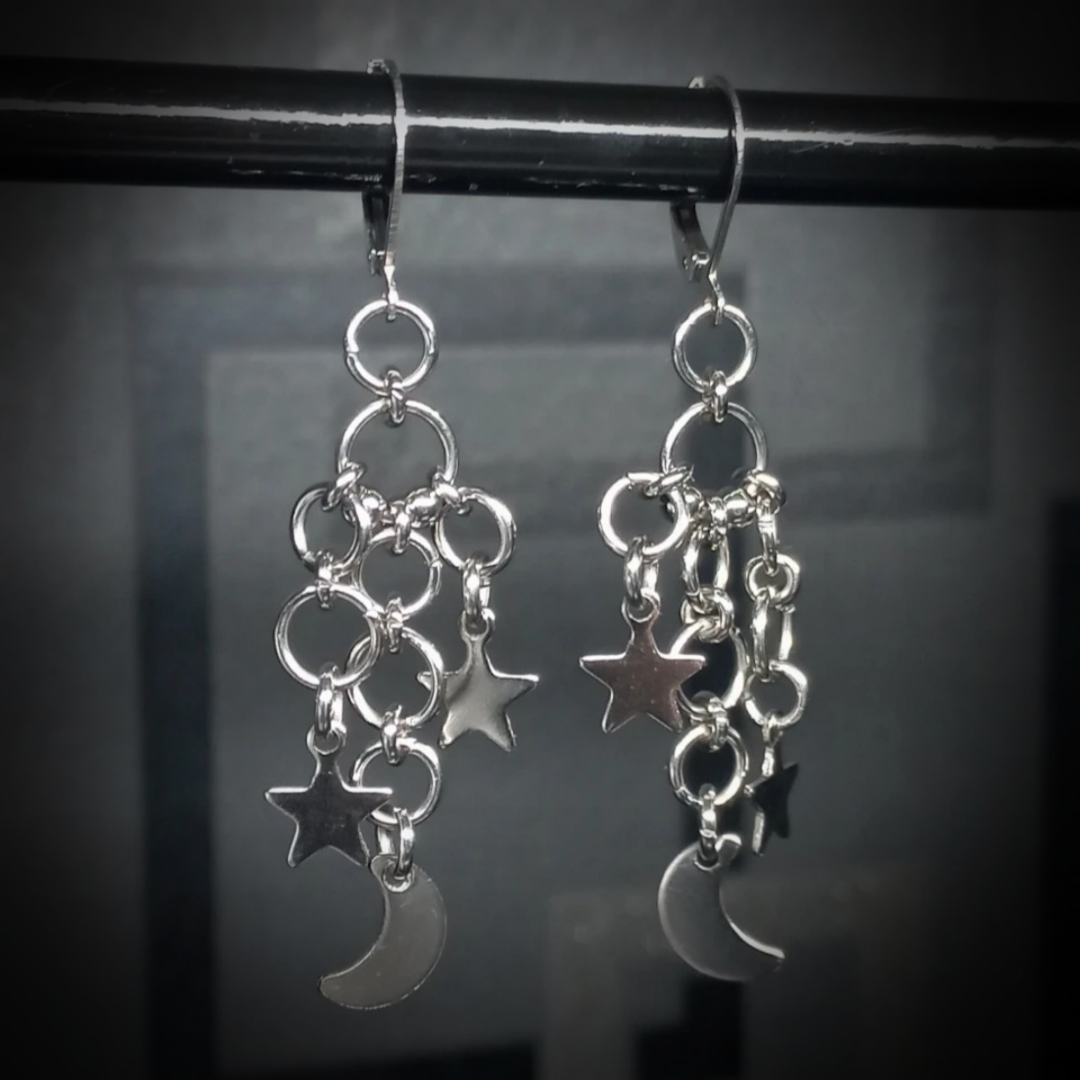 Boucles d’Oreilles Lune & Étoiles