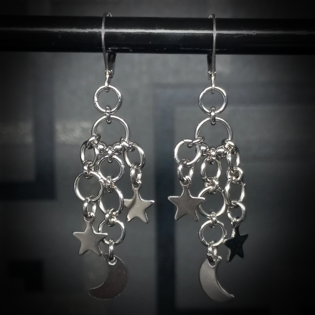 Boucles d’Oreilles Lune & Étoiles
