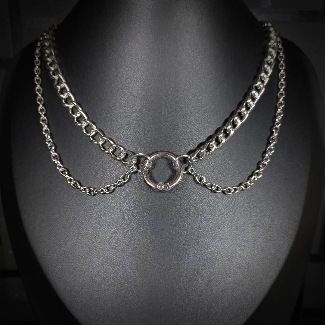 Collier Double Chaîne – Anneau Ouvrant