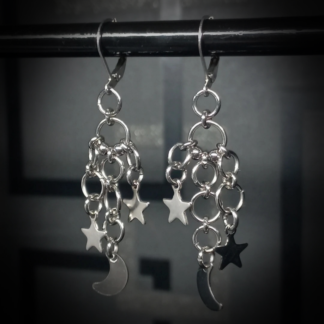 Boucles d’Oreilles Lune & Étoiles