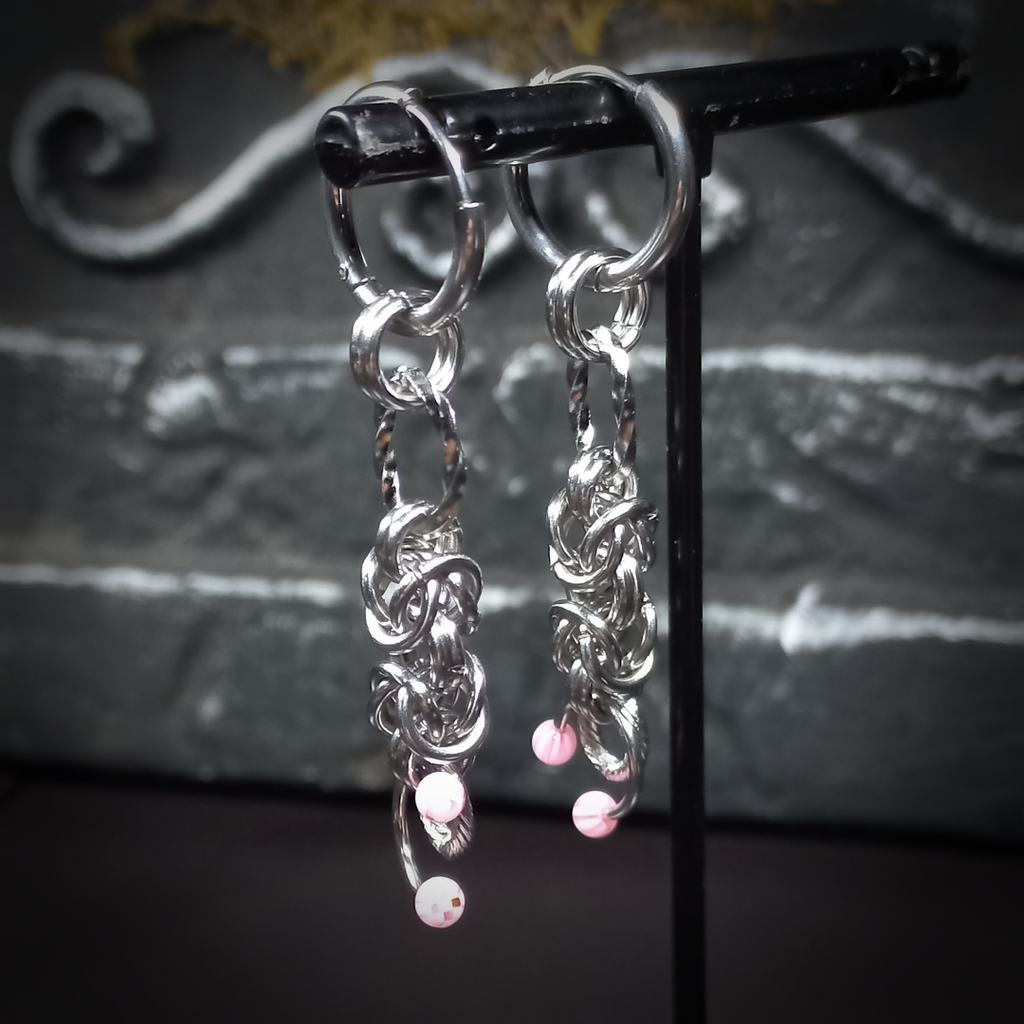 Pink Byzantine Earrings – Unique Piece