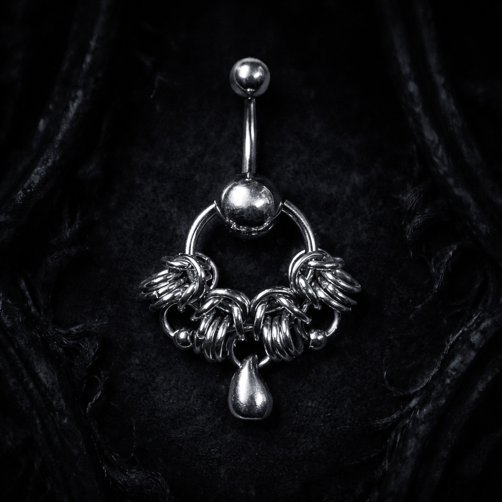 Drop-shaped navel piercing