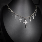 Collier Chaîne Multi-Croix – Pendentif Central