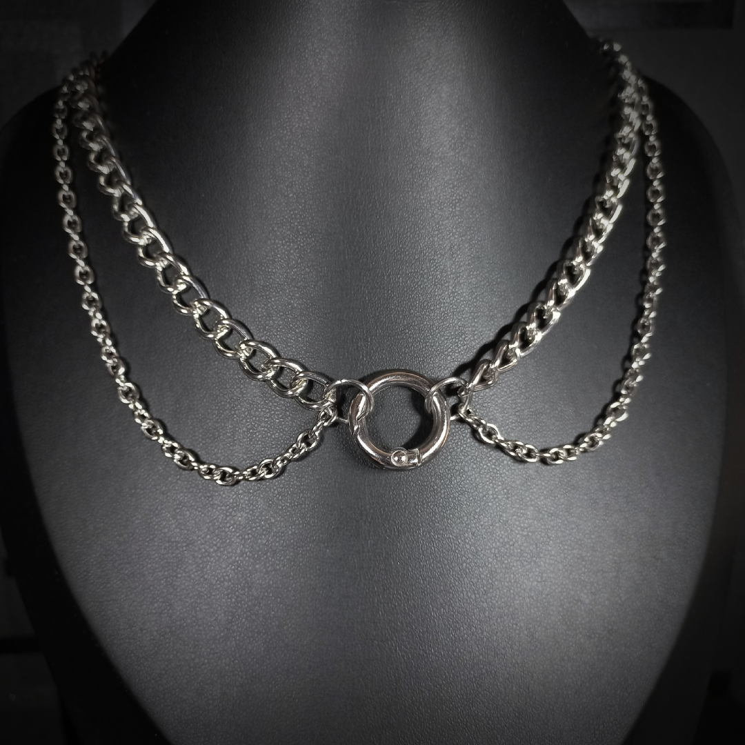 Collier Double Chaîne – Anneau Ouvrant